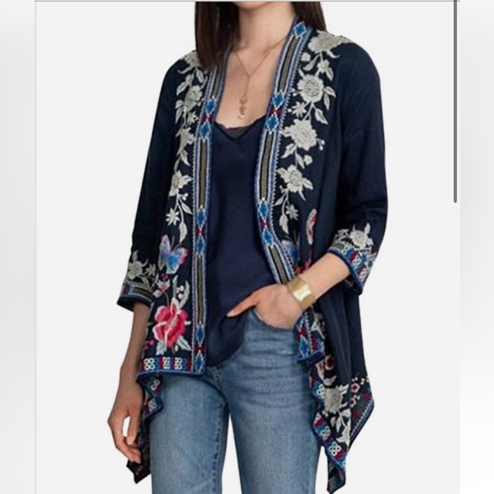 JOHNNY WAS Florence Linen Draped Cardigan